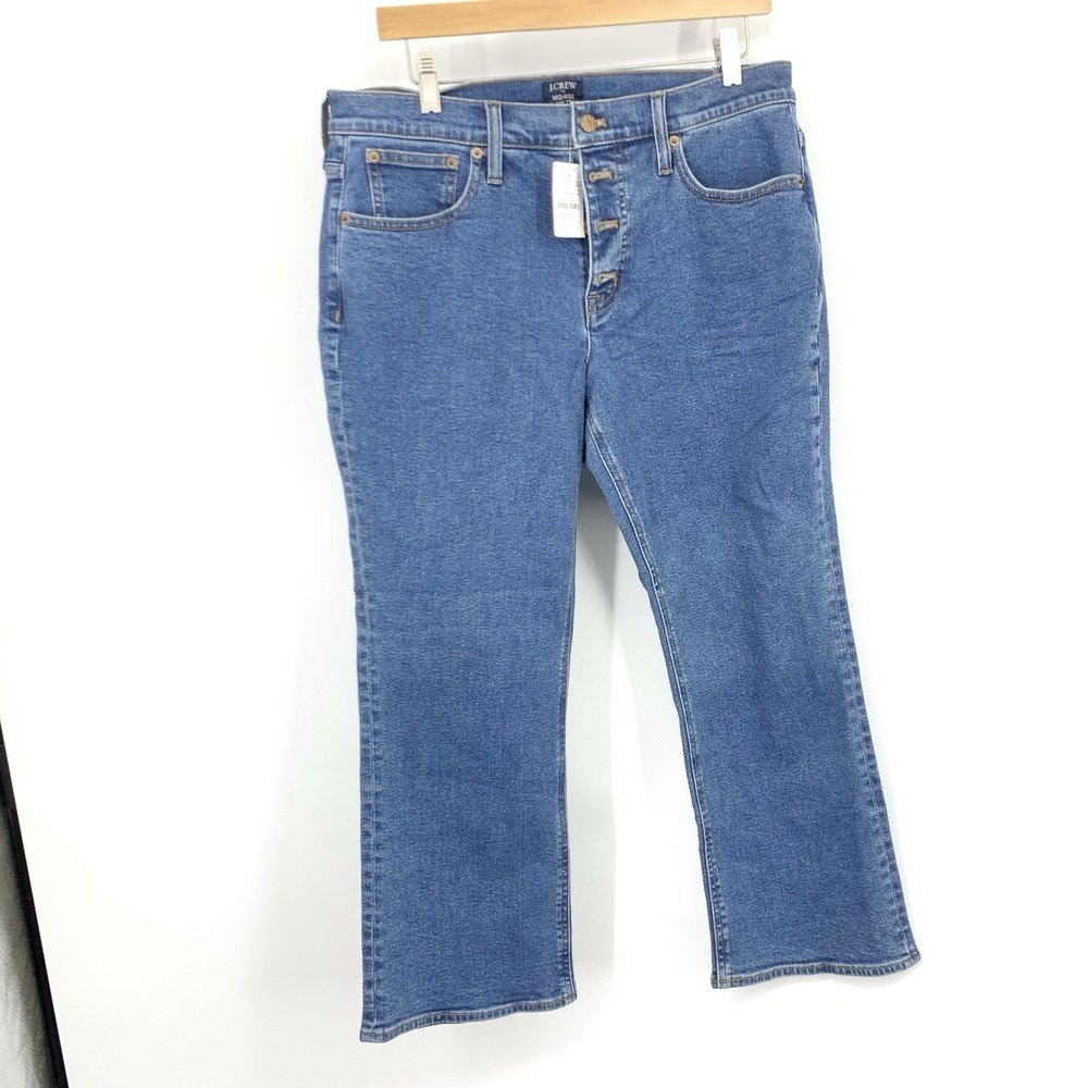J Crew Women Size 30‎ Jeans Dark Wash Denim Pants Flare Crop Mid Rise Stretch